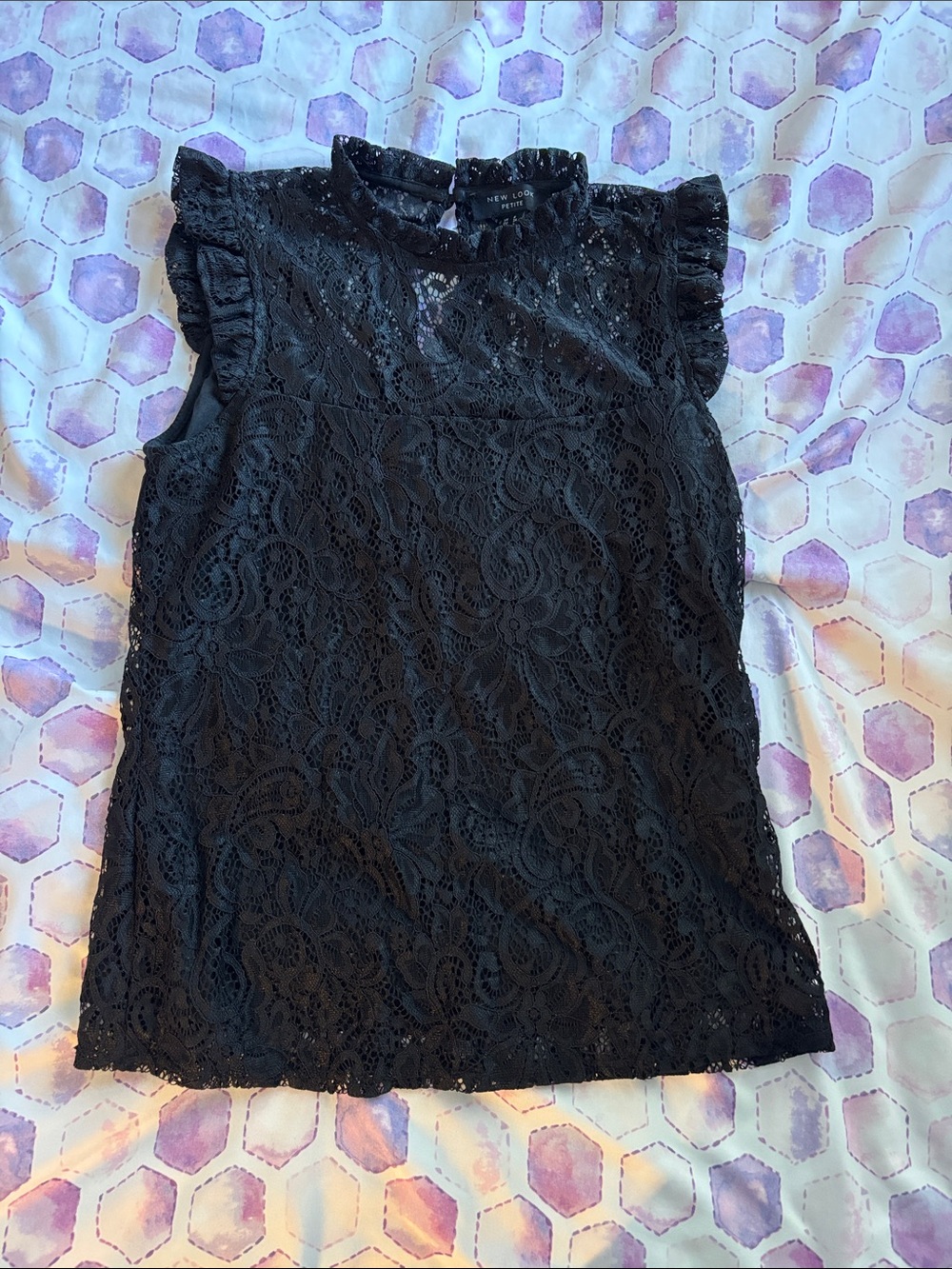 Black Lace Ruffle-Trim Sleeveless Camisole